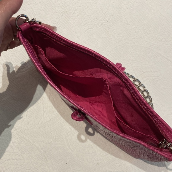 Longchamp Fuchsia Pink Roseau Crocodile Embossed Mini Purse - Picture 5 of 10